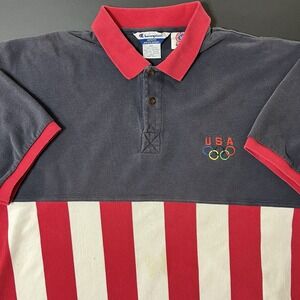 Vintage Champion 1996 Atlanta Olympics Polo Shirt Men's 2XL Made USA Retro